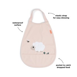 Done by Deer Pull-Over Bib Tiny Farm Pink - Oeko-Tex® Certified - Bib with Practical Collection Pocket - Recommended Age 4-24 Months, Tiny Farm Pink