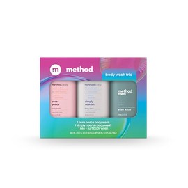 Method Method Body Wash Gift Set, Pure Peace, Simply Nourish and Sea + Surf, 3.4 oz Travel Size Bottles
