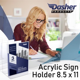 Acrylic Sign Holder 8.5 x 11 - Acrylic T Shape Table Top Display Stand, Double Sided, Bottom Load, Portrait Style Menu Ad Frame. Perfect for Restaurants, Promotions, Photo Frames, Classroom (3 Pack)