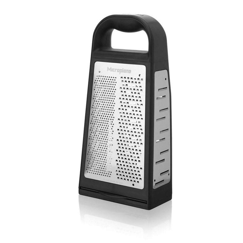 Microplane Elite Five Blade Box Grater with Measuring Cup Base,