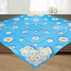 KAMACA Tablecloth Spring Summer Colourful Flowers Washable Kitchen Dining Table Decor Washable Table Decoration All Year Round Square (85 x 85 cm Daisies)