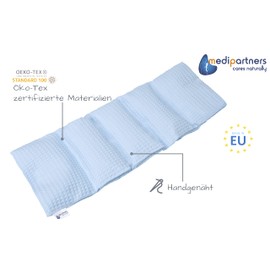 Medi Partners Medi Partners Kirschkernkissen 60x20cm 800g 100% Baumwolle Waffle 5 kammern Körnerkissen groß Öko Natur Wärmekissen Kältetherapie abnehmbarer Bezug (Hellblau)