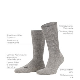 FALKE Unisex Walkie Ergo U So Wool Plain 1 Pair Socks, Beige Sand Melange 4490, 9.5-10.5