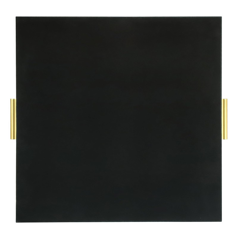 HofferRuffer Extra Large Square Serving Tray, Elegant Faux Leather Ottoman