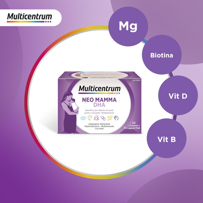 Multicentrum Neo Mamma DHA, Integratore Multivitaminico specifico per la donna