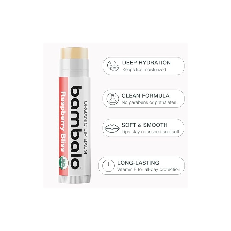 Bálsamo Labial Orgánico Bambalo USDA Organic Lip Balm, 4-Pack