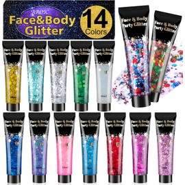 14 colores de purpurina corporal, purpurina facial para el día de San Valentín, purpurina para el cabello, sección de maquillaje, gel con purpurina para cuerpo, cara, cabello, sombra de ojos