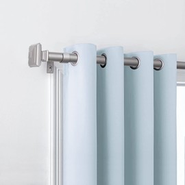 Long Curtain Rod-EUPLAR 1 Inch Antique Silver Curtain Rod with Square Finials, Adjustable Window Curtain Rods 72 to 144 inch for Room Divider, Outdoor, Bedroom and More