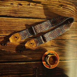 Lebensstyle Bag Strap Wide Shoulder Strap for Handbags/Bags, Bag Straps, Replacement Straps, Colourful Vintage Pattern with Genuine Leather End