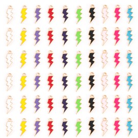 Azure Zone, Pack of 100 Colorful Enamel Flash Shape Charms Pendants Lightning Bolt Charm Alloy Lightning Charm for DIY Earrings Necklace Bracelet Jewelry Making