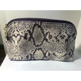 Estée Lauder Estee Lauder Cosmetic Bag. Faux Snakeskin Purple White Zippered 8.5" x5" x 2