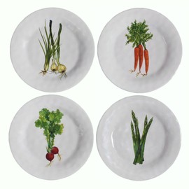 Bamboo Table Veggies 8-1/4" Appetizer Plates, Set of 4, Made of Eco-Friendly Bamboo Composite