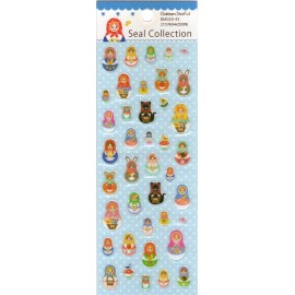Gakken Vintage Matryoshka Dolls Rare Glittery Sticker Sheet