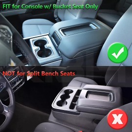 KBH Fits GMC Sierra 1500 2014-2018 Bucket Seat Center Console Lid Cover Red Stitch