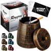 roygra Ashtray with Lid, Windproof Smokeless Metal Ashtray – Bronze,