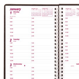 Brownline 2024 Essential Daily Planner, Appointment Book, 12 Months, January to December, Twin-Wire Binding, 8" x 5", Black (CB800.BLK-24)