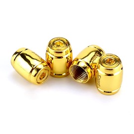 (Set of 4) Anodizing Coloring Aluminum Barrel Tire Valve Stem Cap Cover Universal fit for Car Pickup Motorcycle Bike Gold Cart ATV UTV Schrader Anti-Theft