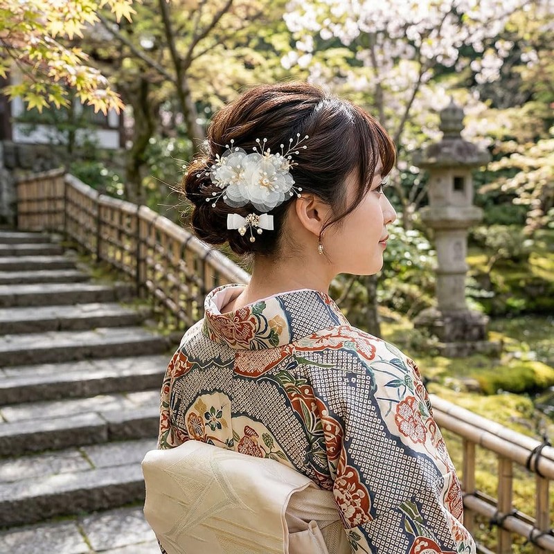 CHENLONB 髪飾り ヘアクリップ 花びら 蝶結び 2点セット可愛い おしゃれ 女の子 ヘアアクセサリー 写真撮影
