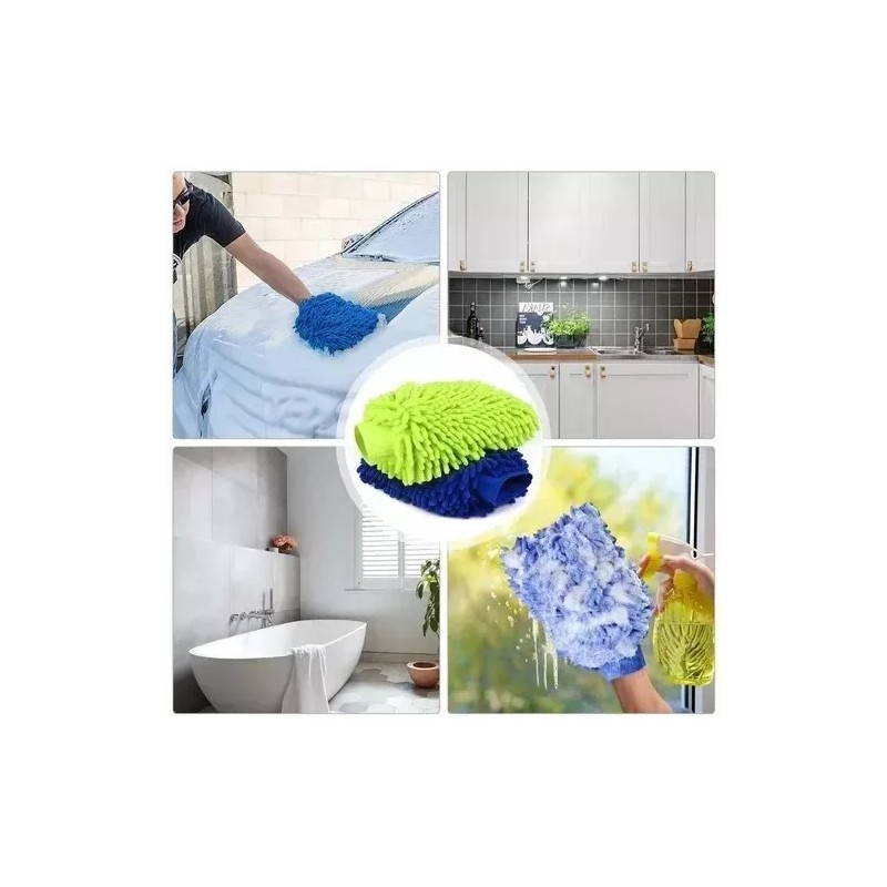 Misorel Manopla De Microfibra 3 Pzs Sacudir Limpiar Lavar Hogar