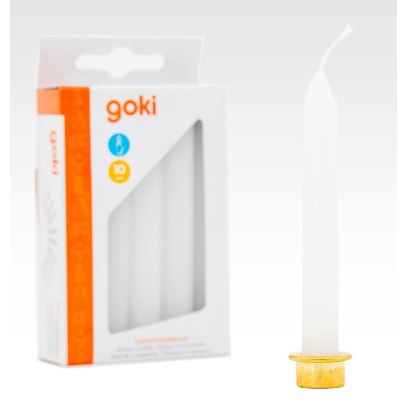 goki Geburtstagskerzen Weiß 10 Stück, Durchmesser 1,3 cm für Geburtstagszug