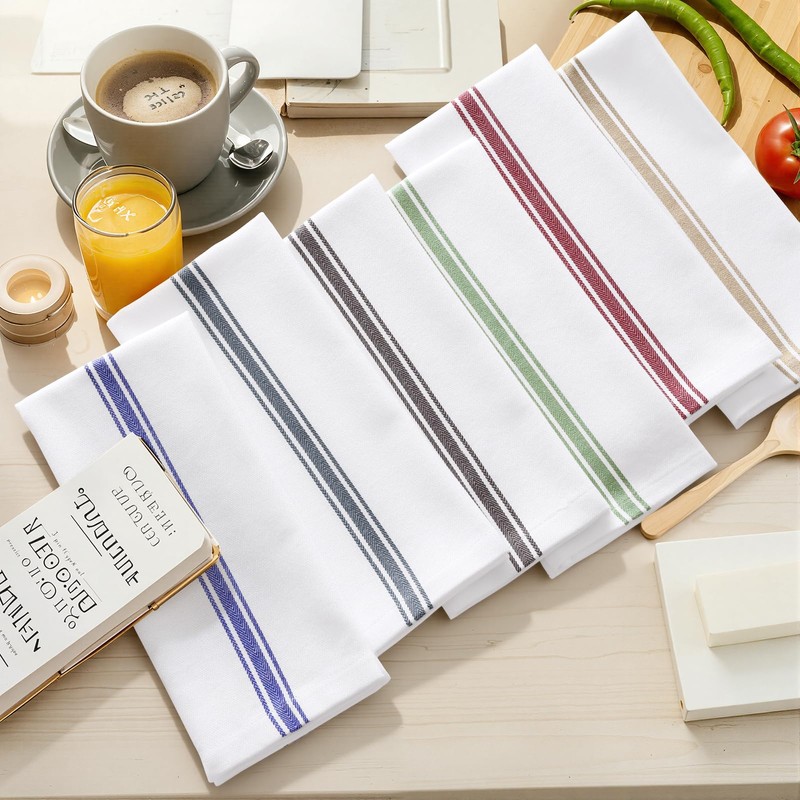 Homaxy Kitchen Towels 6 Pack, 15 x 25 Inch, 100%