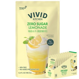 VIVID KITCHEN Lemonade Pouch Drinks – Zero Sugar, Zero Calories | Korean Convenience Store Drink | No Artificial Preservatives or Corn Syrup | 6.4 fl oz (10 Pouches) (10 Pouch, Lemonade)