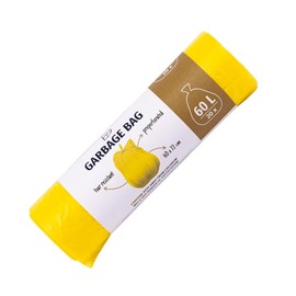 Yellow bin liners, 60 L, 20 x BLiX extra tear-resistant waste bags, 60 x 72 cm, 10µ thickness plastic, perfect for household, office and cleaning supplies