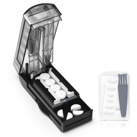 GIIYAA Multiple Pill Cutter for Small or Large Pills, Adjustable Pill Splitter for Multi Tablets, Stainless Steel Cutting Blade and Blade Guard (Black)