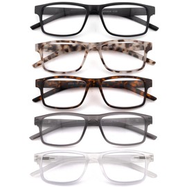 HIYANJN Blue Light Reading Glasses for Men Women Spring Hinge 5 Pack Computer Readers Rectangular Frame Eyeglasses