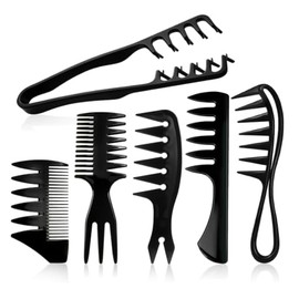 6 Peines Para Cabello Hombre, Peine Texturizador Para Hombre Para Cabello Rizado y Grueso, Set Profesional Para Barbería y Uso Diario, Diseño...      