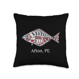 Afton Prince Edward Island Native Halibut Afton PE East Coast of Canada Halibut Native Fisherman Throw Pillow, 16x16, Multicolor