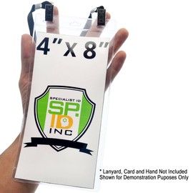 Bulk 50 Pack - Extra Large 4" X 8" Clear Plastic Ticket Holders (Really Big) 4X8 Inch Big Credential ID Protector Sleeves for Sporting Events and Concerts - 3 Top Lanyard Slots to Work w Any Lanyard