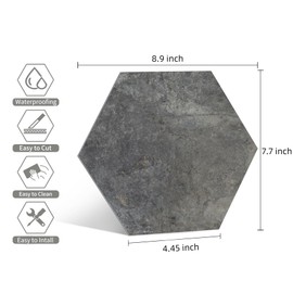 W&S 1-Sheet Dark Grey Peel and Stick Floor Tile,Self Adhesive Hexagon Wall Tile,Stick on Brick Accent Wall,Thicker Faux Stone Flooring for Bathroom,Bedroom