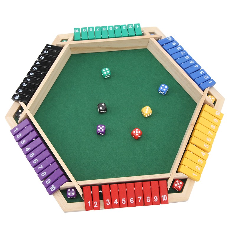 Shut The Box Dice Game 6 Player 6 Color Sided