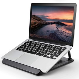 ELECOM PCA-LTSR8BK Laptop Stand, Foldable, Rotatable, Folded Size: Width 10.2 x Depth 11.0 x Height 1.2 inches, Weight Capacity: 22 lbs, Black