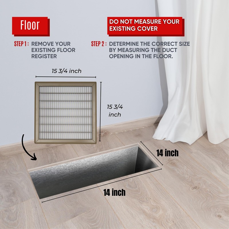 Fits 14x14 Duct Opening | Return Air Floor Grille by