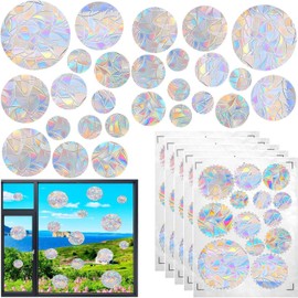 65 Pcs Round Prism Window Stickers, BetterJonny Bird Protection, Rainbow Window Film, Prism Window Stickers, Bird Protection, PVC Anti-Collision Sticker, Suncatcher Sticker
