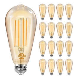 DAYBETTER 16 Pack Vintage LED Edison Bulbs, E26 Led Bulb 60W Equivalent, Dimmable Led Light Bulbs, High Brightness 800 LM Amber Warm 2200K, ST58 Antique Filament Bulbs, Clear Glass Style for Home