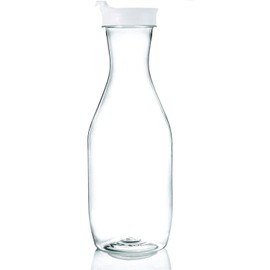 Clear Plastic Heavy Duty Pitcher - Large Water Carafes, Plastic Bottles with Flip Top Lid, Beverage Pitchers with Lid - BPA Free Plastic Decanter, Juice, Ice Tea, Picnic, Catering (50 Oz) (1)