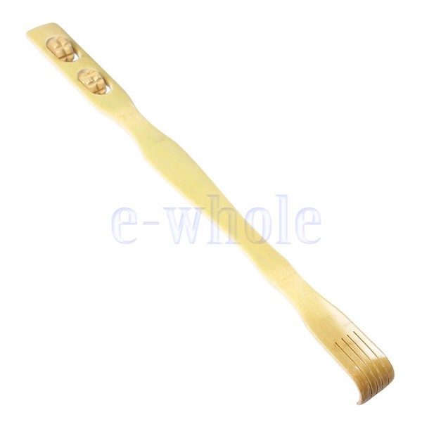 18" Bamboo Wooden Itch Therapeutic Relaxer Back Scratcher w/ Massage Rollers MA