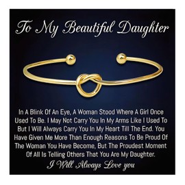 Embtrem To My Daughter Bracelet from Mom Gold Knot Bracelets for Women Jewelry Inspirational Gifts for Women