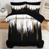 Nesker Comforter Set Queen Size, Black Gold White 7 Pcs