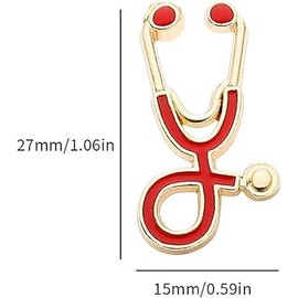 Kuskins 15 Pcs Stethoscope Brooch Pins - Antique Gold Enamel Medical Nurse Pins, Nurse Week Gifts for Healthcare Workers, Graduation, Doctors & Medical Students