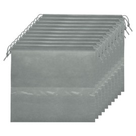 uxcell Shoe Bags for Travel, 10Pcs 18" - Nonwoven Fabric Travel Shoe Bag, Drawstring Clothes Storage Bag with Transparent Window, Travel Accessories for Men and Women Packing (Grey)