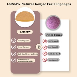 Organic Konjac Cleansing Facial Sponges Set Gentle Exfoliating Konjac Sponge for Washing Face and Body with Activated Carbon, Natural Skin Care Products, Suitable for Oily Dry Combination Skin