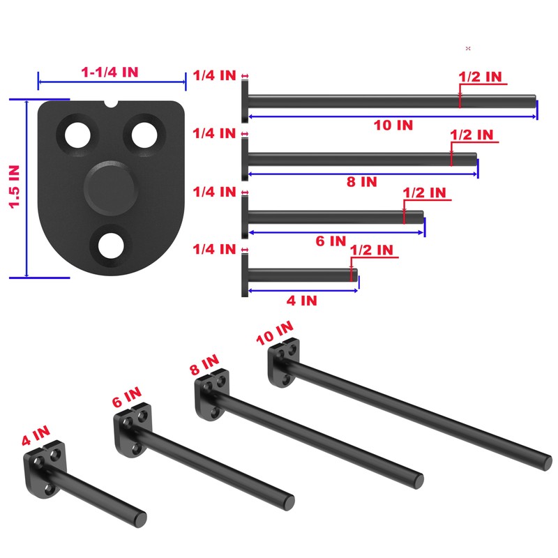 Neevolve Floating Shelf Bracket（1/4 Inch Thick 4 Pack, 10 Inch