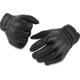 normani 1 Pair Police Quartz Sand Gloves Made of Genuine Cowhide Leather (XS-5XL) Colour Dark Black Size M