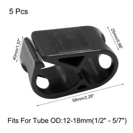 Kyuionty 5 Pcs 1/2" - 5/7" Tube O.D. Plastic Tubing Clamps, Adjustable Tube Clamp Shut Off Hose Clamp, Laboratory Pinch Valve Flow Control Hose Clamp (Black)