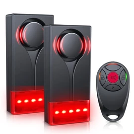 Car Vibration Sound & Light Alarm with Remote, ELECTOP 108dB Automobile Anti-Theft Vibration Alert, Anti-Theft LED Flashing Security Light Wireless Remote Vehicle Security Alert with 2pcs Alarm