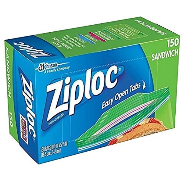 Ziploc Sandwich Bags (150 bags x 2 = 300 bags), Clear